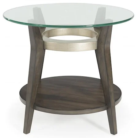 Elston Round End Table with Glass Top